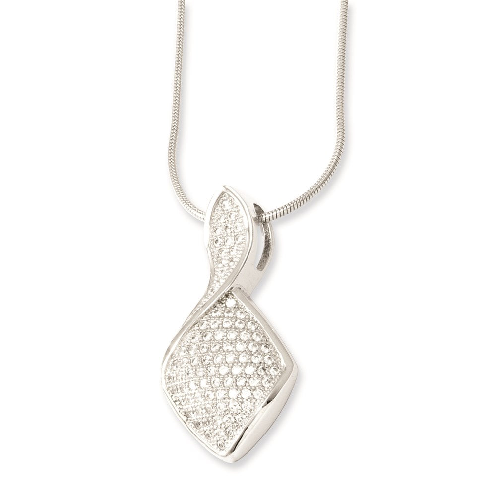& CZ Brilliant Embers Fancy Curve Pendant Necklace in Sterling Silver
