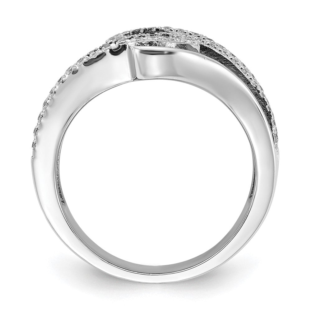 Brilliant Embers Black & Clear CZ Swirl Ring in Sterling Silver