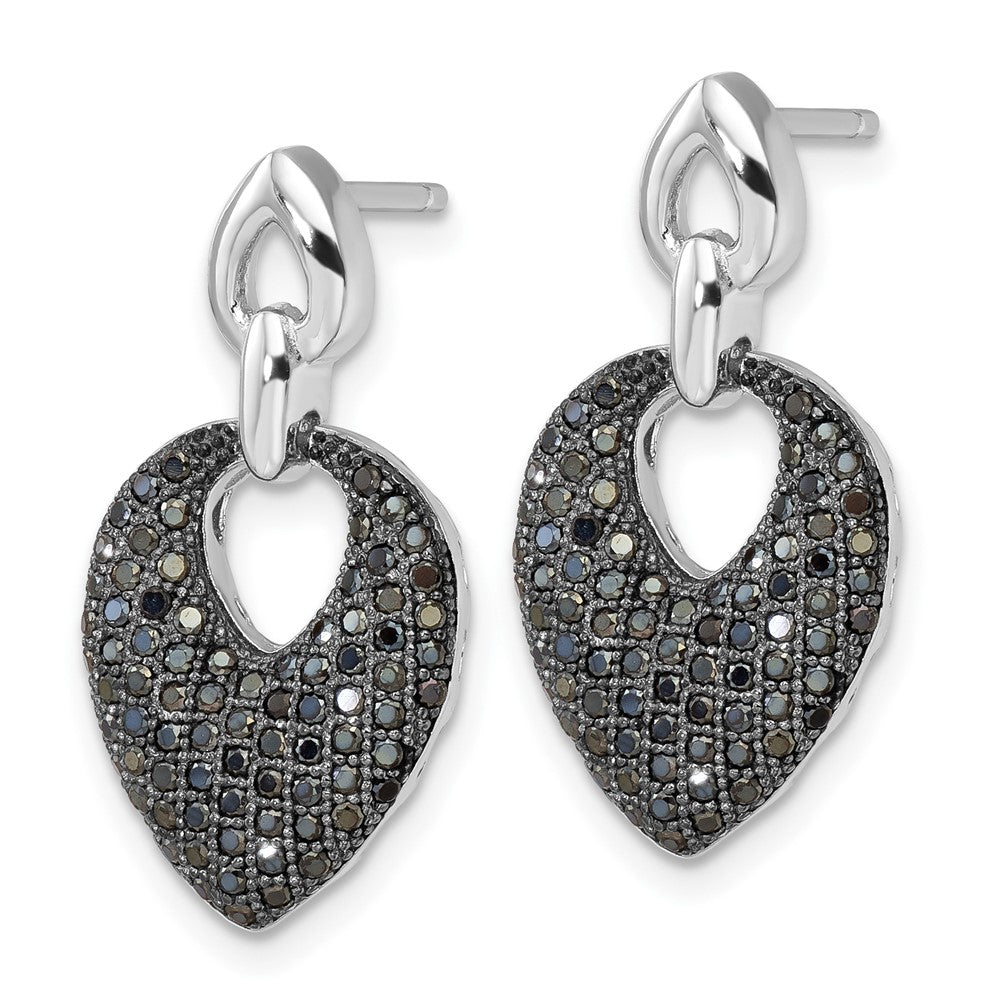 & Black CZ Brilliant Embers Dangle Post Earrings in Sterling Silver