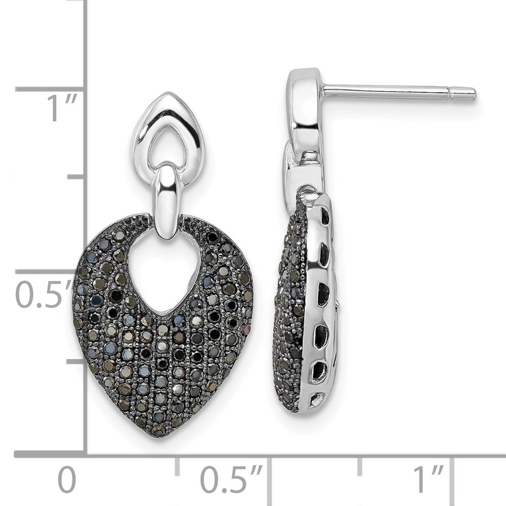 & Black CZ Brilliant Embers Dangle Post Earrings in Sterling Silver