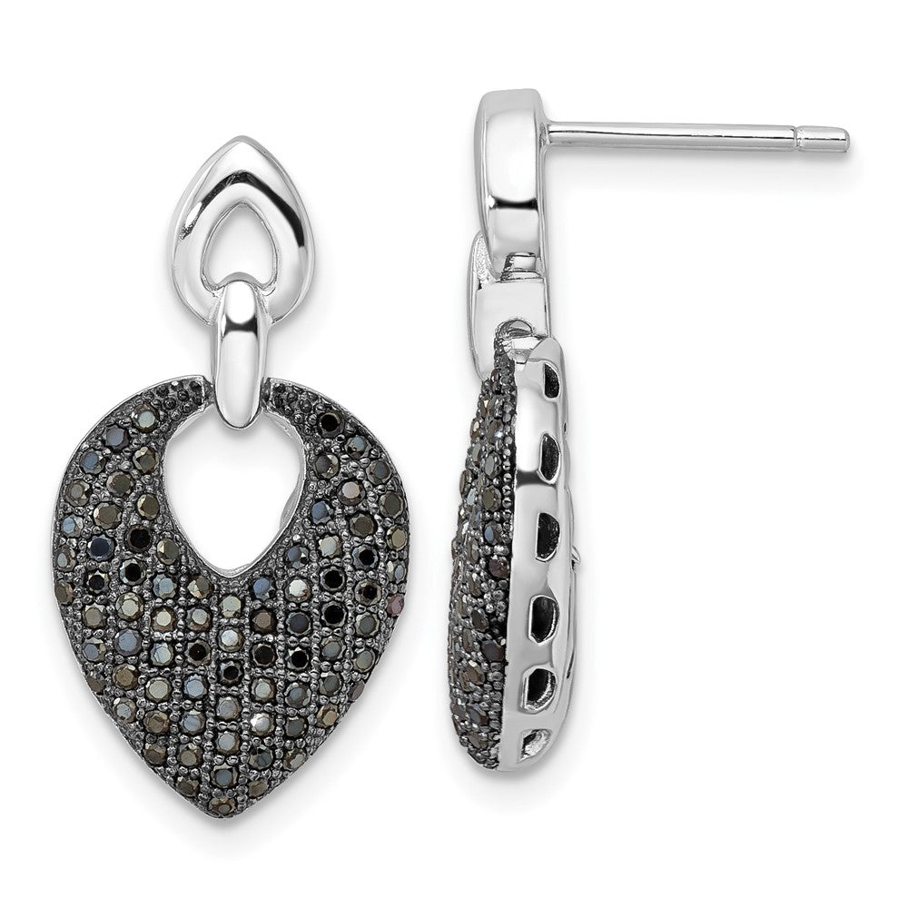& Black CZ Brilliant Embers Dangle Post Earrings in Sterling Silver