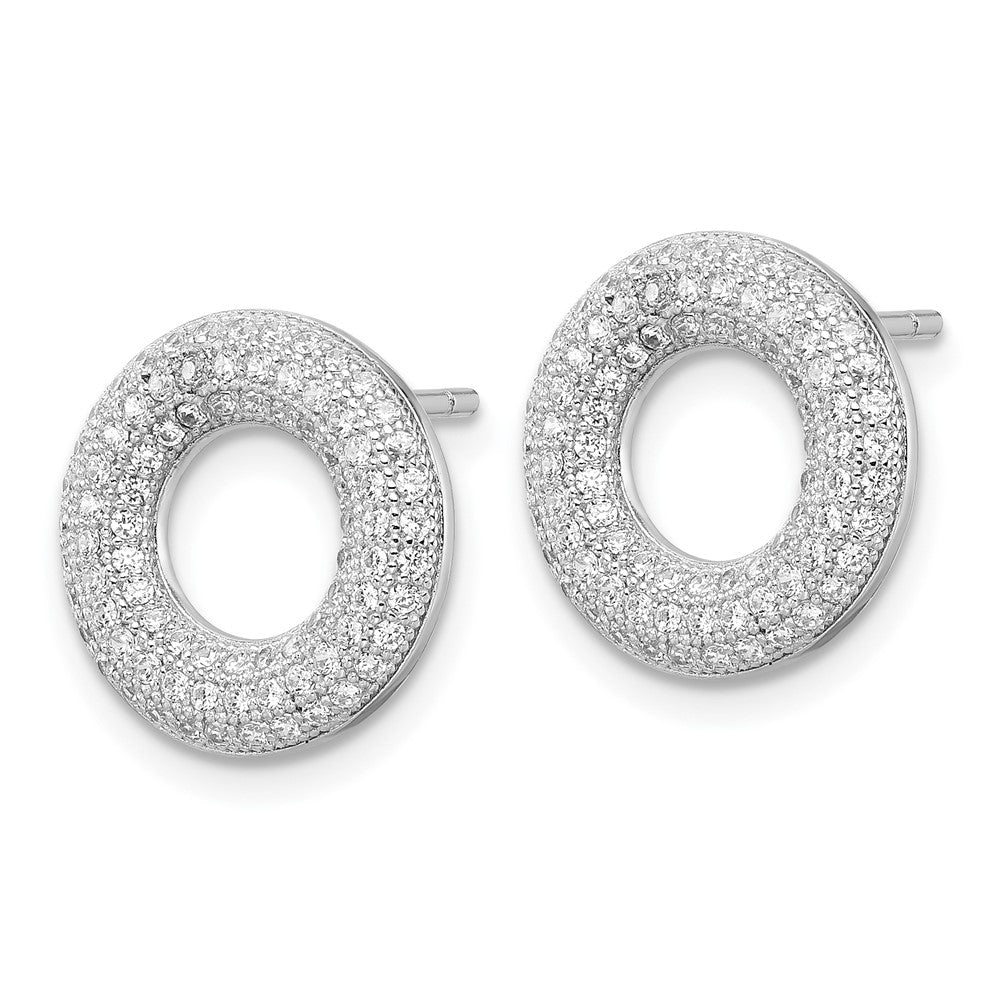 & CZ Brilliant Embers Circle Post Earrings in Sterling Silver