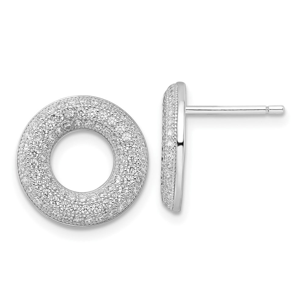 & CZ Brilliant Embers Circle Post Earrings in Sterling Silver
