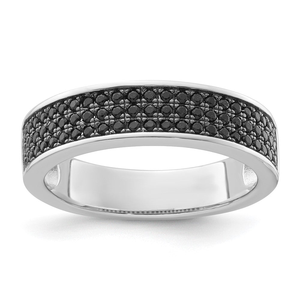 & Black CZ True Fire Ring in Sterling Silver