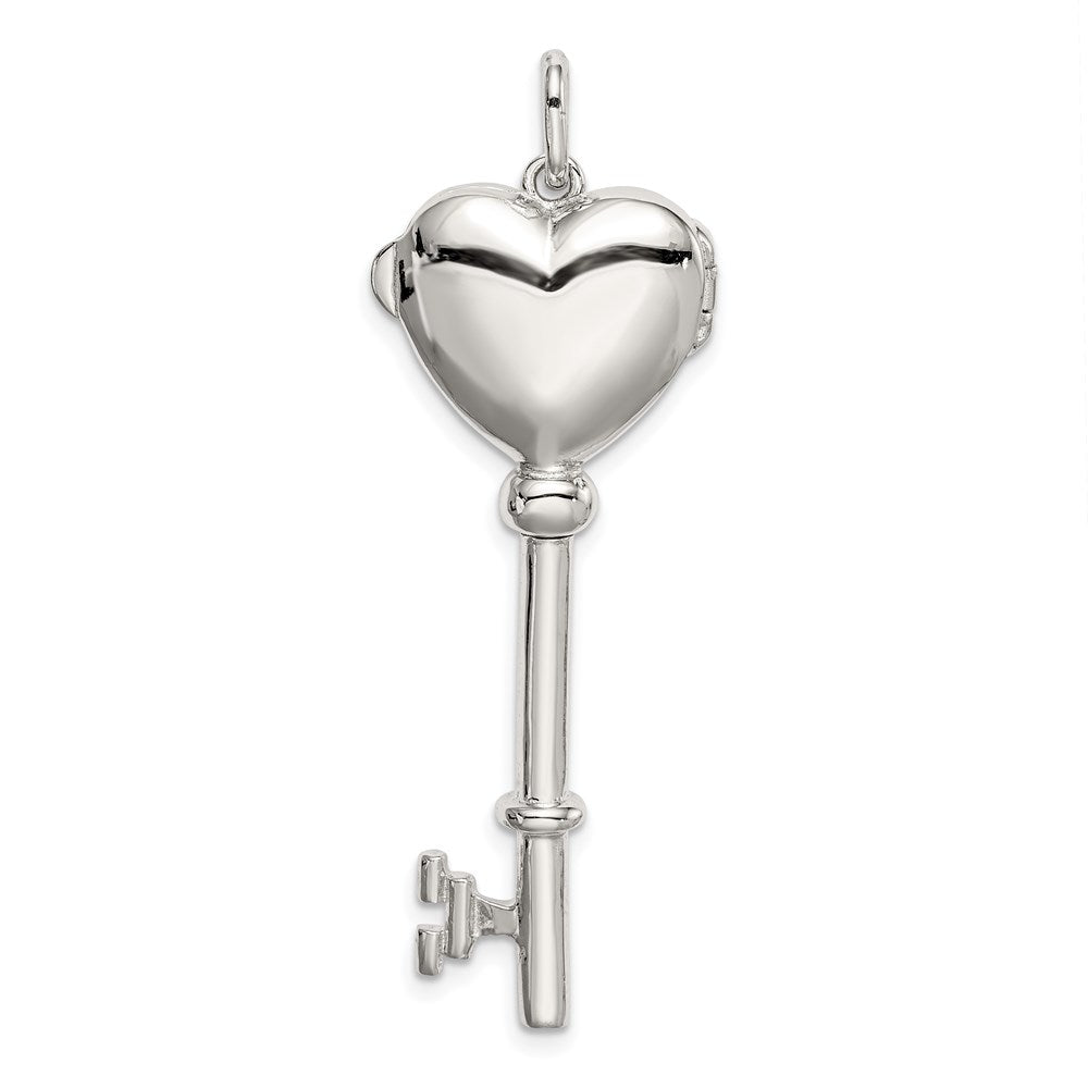 Rhodium-Plated Locket Key Pendant in Sterling Silver