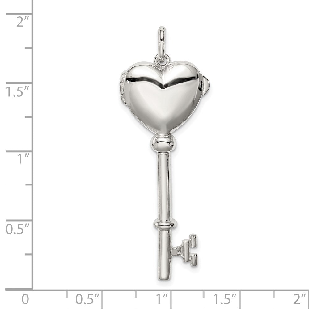 Rhodium-Plated Locket Key Pendant in Sterling Silver