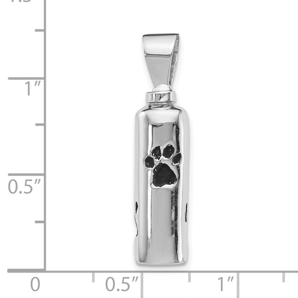 Rhodium-plated Enameled Paw Prints Ash Holder Pendant in Sterling Silver