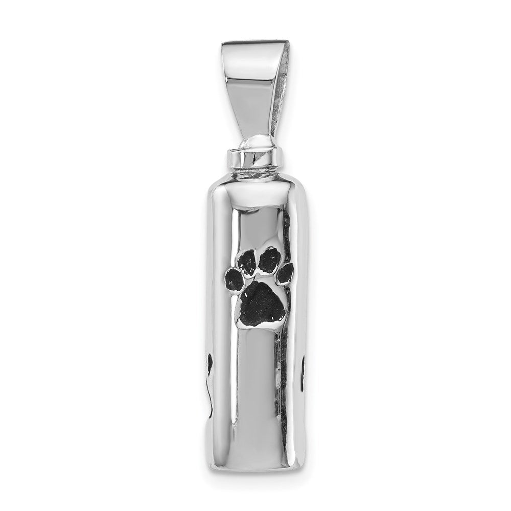 Rhodium-plated Enameled Paw Prints Ash Holder Pendant in Sterling Silver