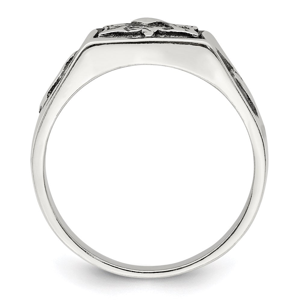 Antiqued Masonic Ring in Sterling Silver