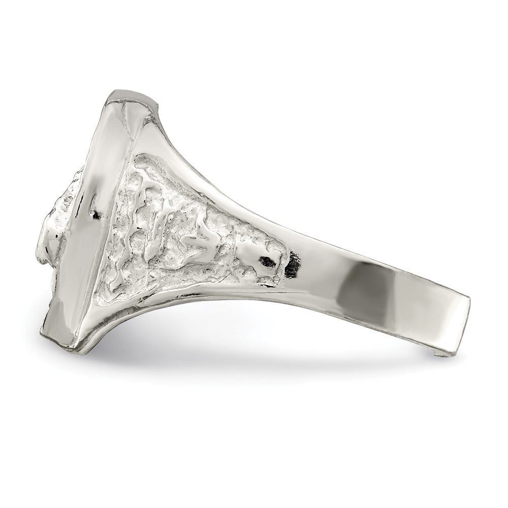 Horseshoe with Horse Head Ring in Sterling Silver