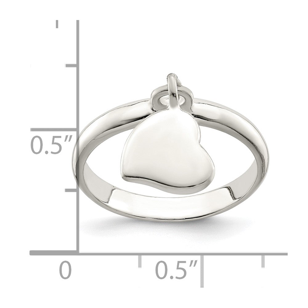 Dangle Heart Ring in Sterling Silver