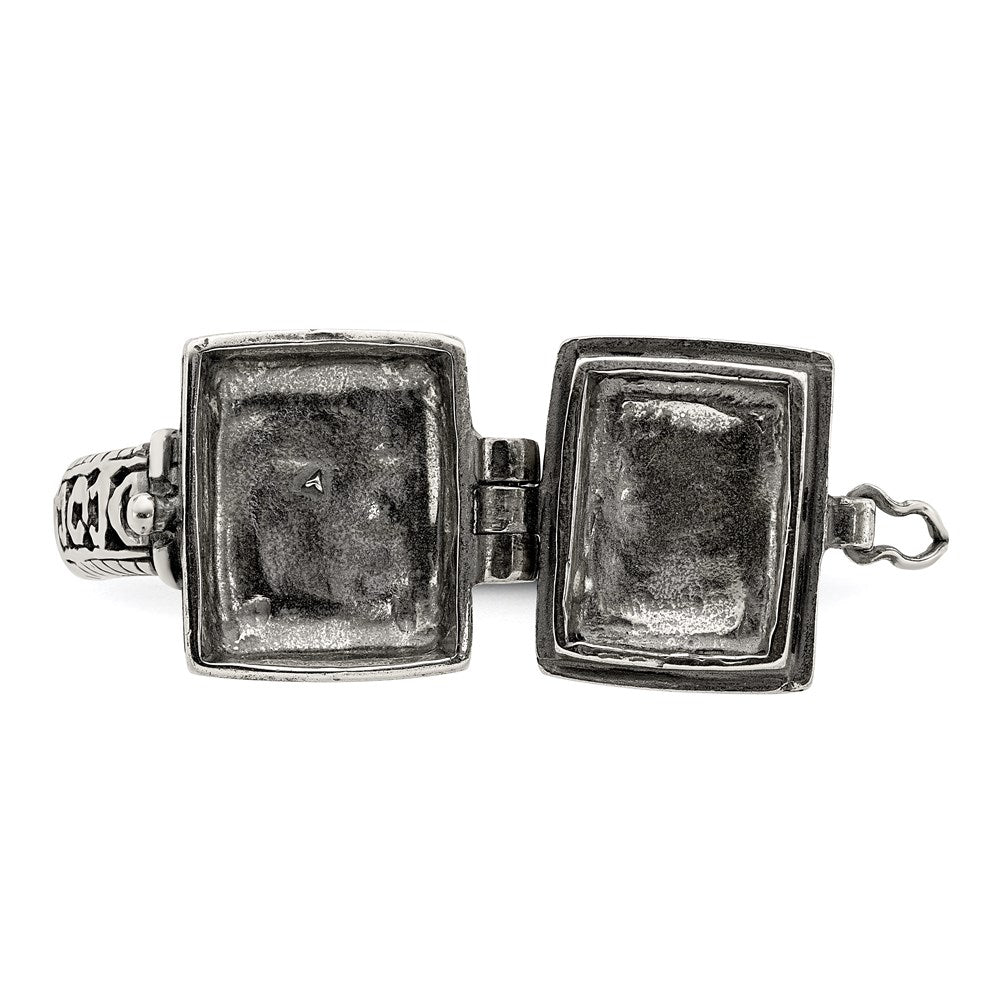 Antiqued Rectangular Locket Ring in Sterling Silver