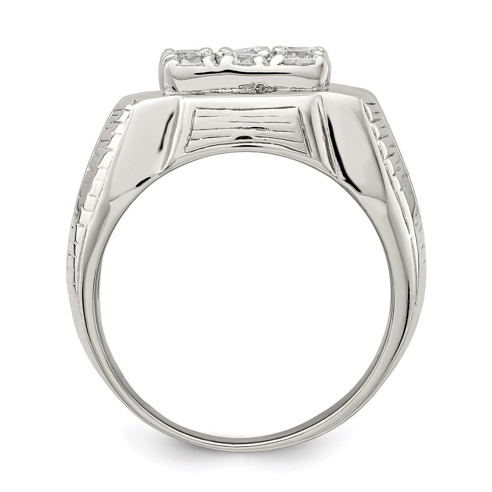 Rhodium-Plated Men's CZ Ring in Sterling Silver