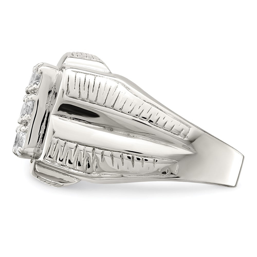 Rhodium-Plated Men's CZ Ring in Sterling Silver