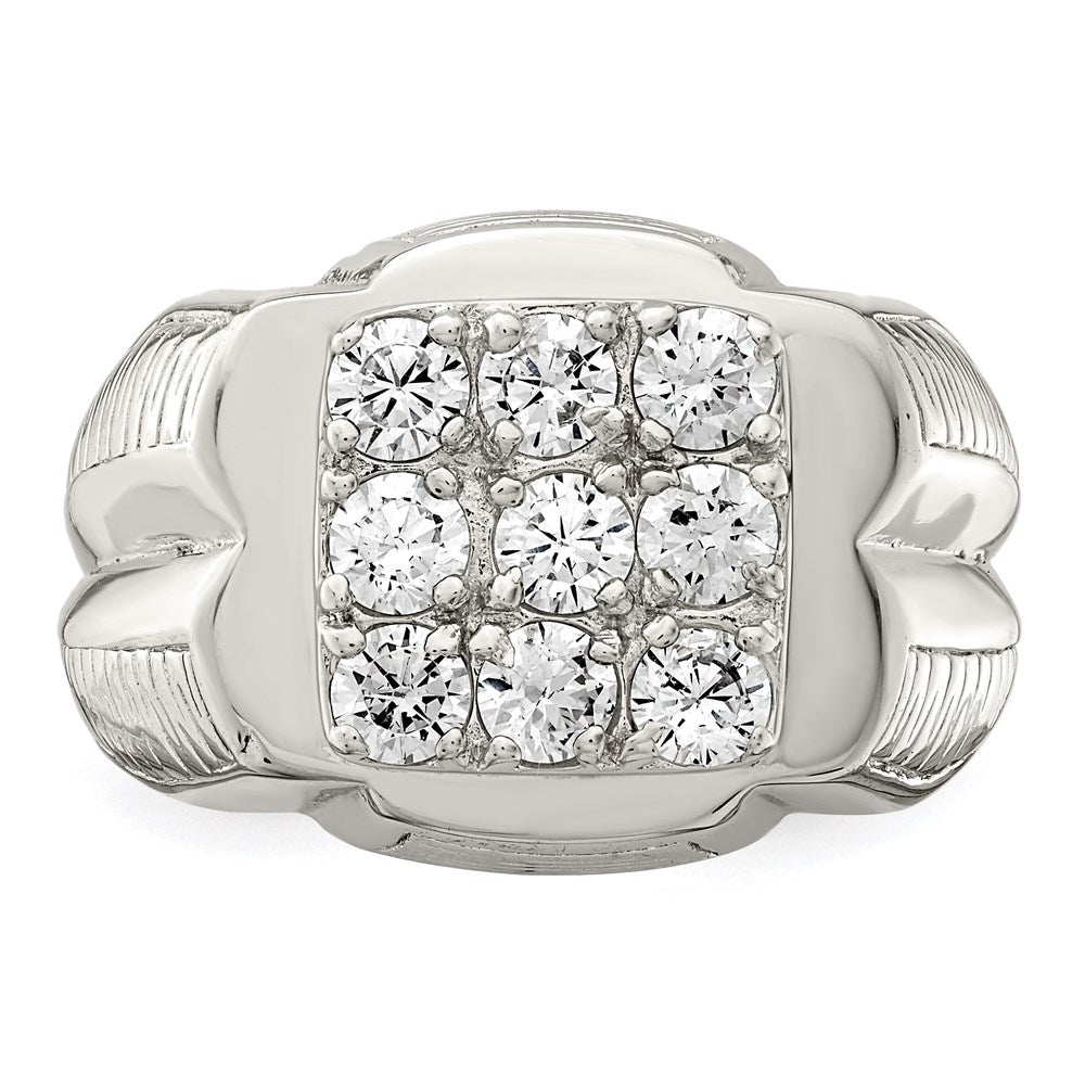 Rhodium-Plated Men's CZ Ring in Sterling Silver