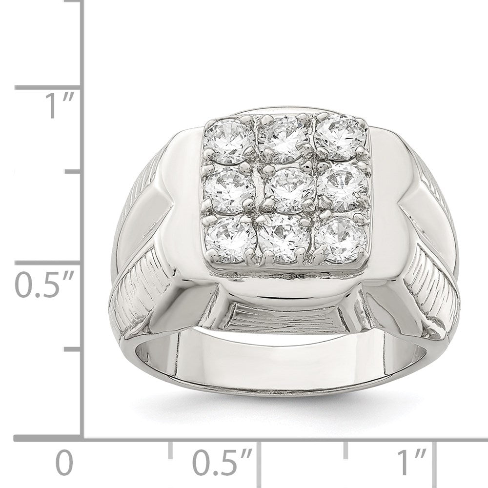 Rhodium-Plated Men's CZ Ring in Sterling Silver