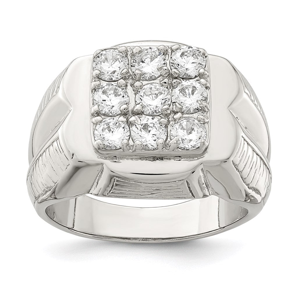 Rhodium-Plated Men's CZ Ring in Sterling Silver