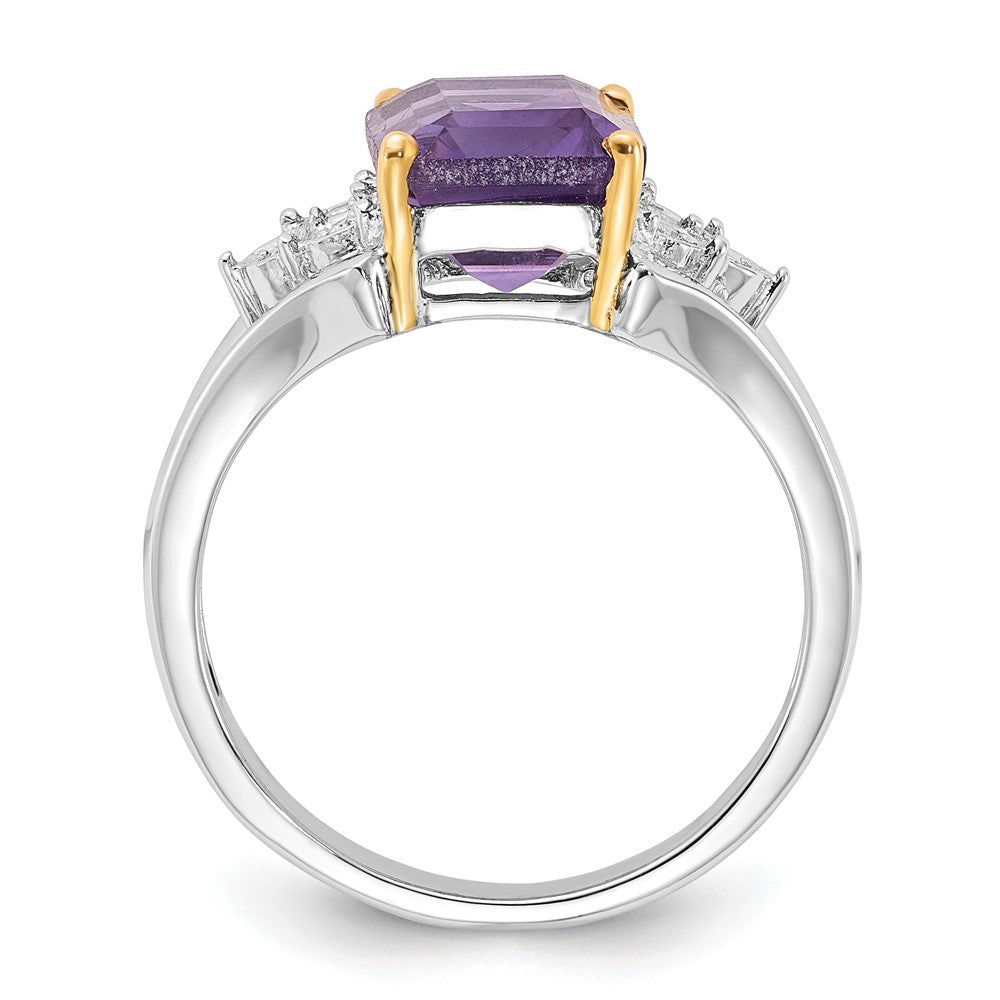 & 14k Accent Amethyst & Diamond Ring in Sterling Silver