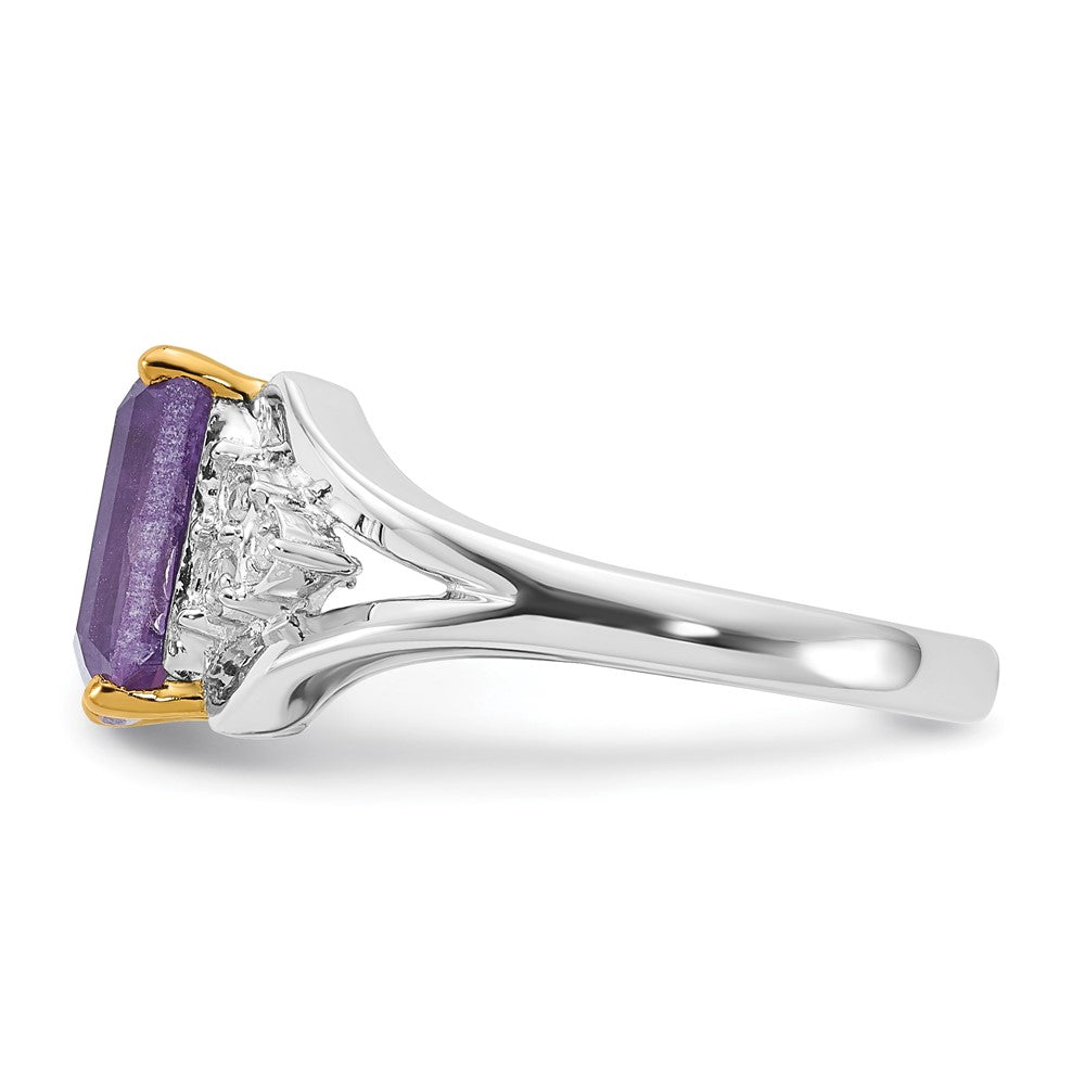 & 14k Accent Amethyst & Diamond Ring in Sterling Silver