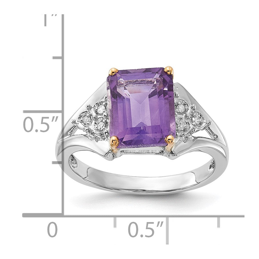 & 14k Accent Amethyst & Diamond Ring in Sterling Silver