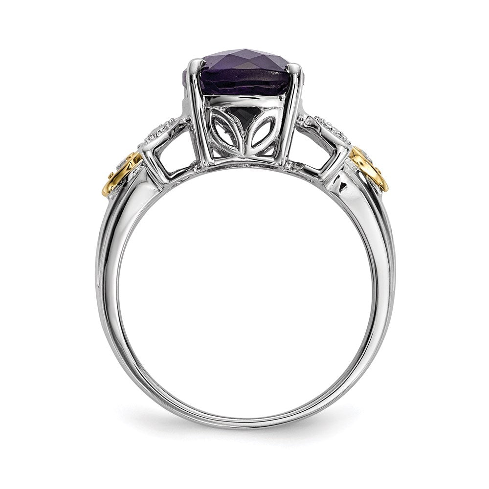 & 14k Amethyst & Diamond Ring in Sterling Silver