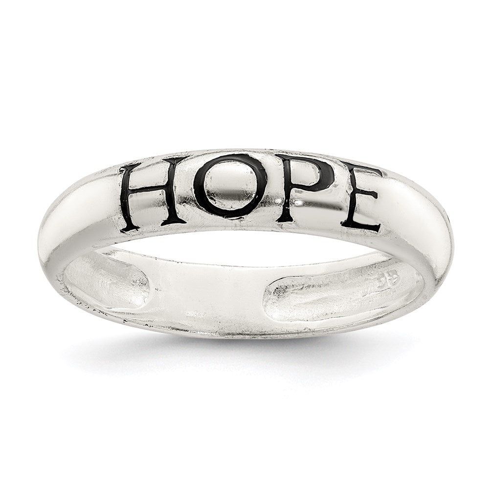 Antiqued & Polished Hope Ring in Sterling Silver