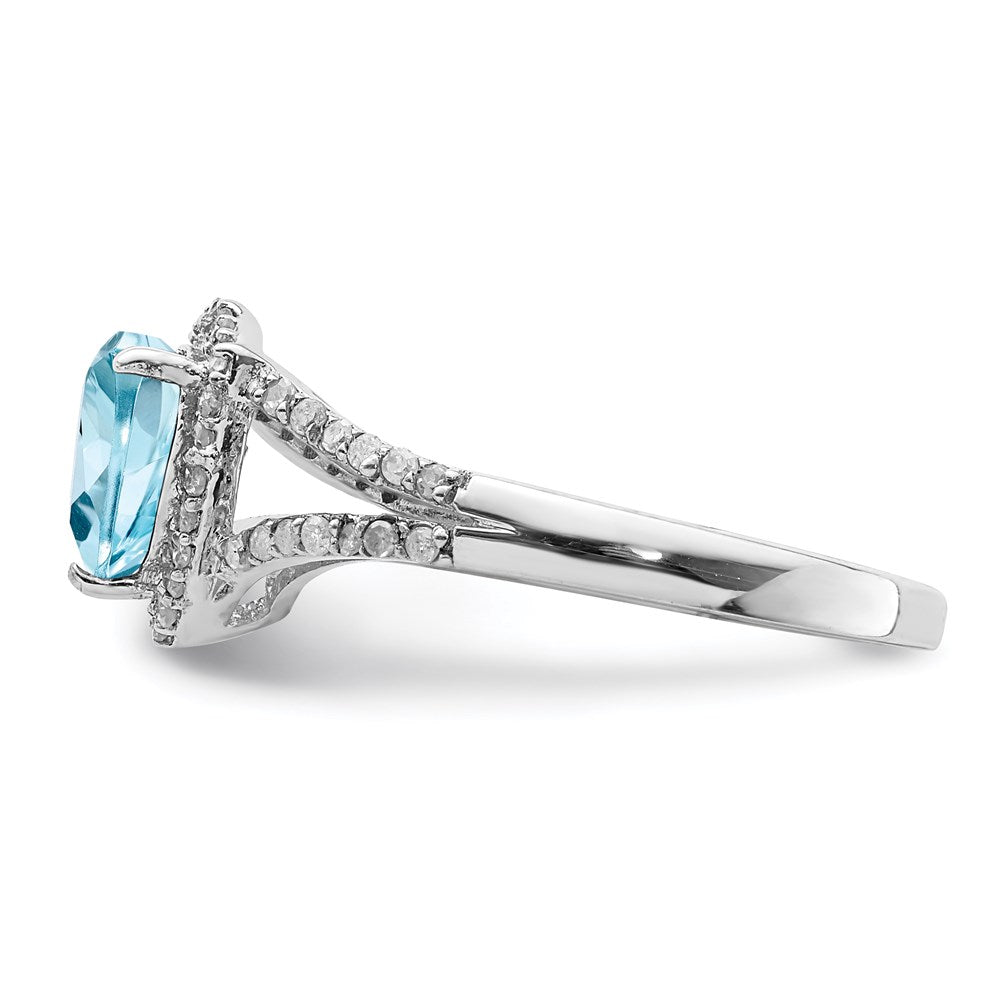 Rhodium Diamond & Sky Blue Topaz Ring in Sterling Silver