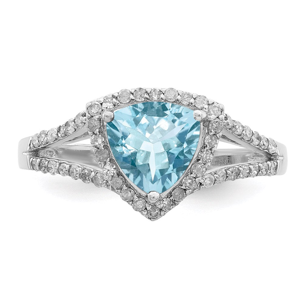 Rhodium Diamond & Sky Blue Topaz Ring in Sterling Silver