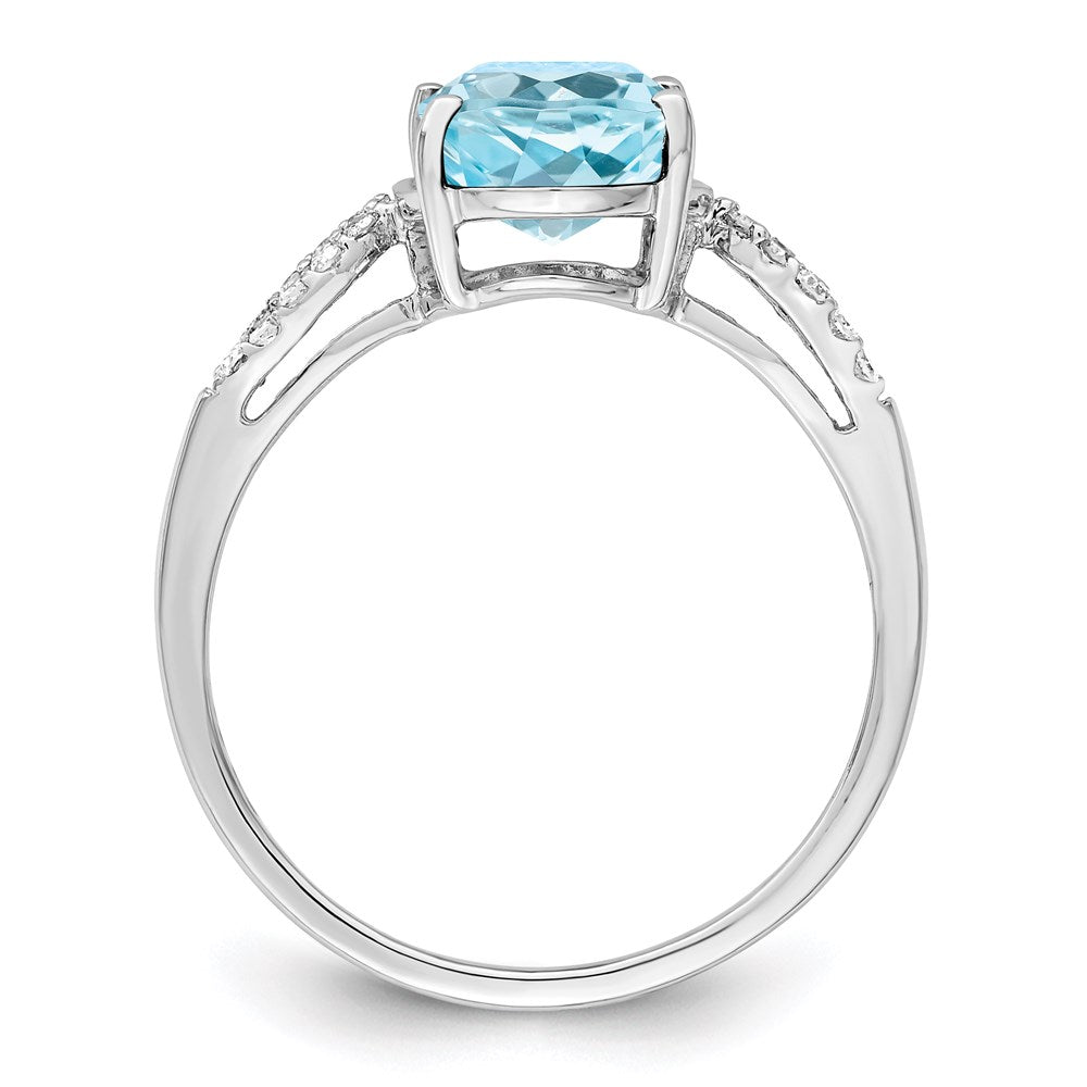 Rhodium Sky Blue Topaz & Diamond Ring in Sterling Silver