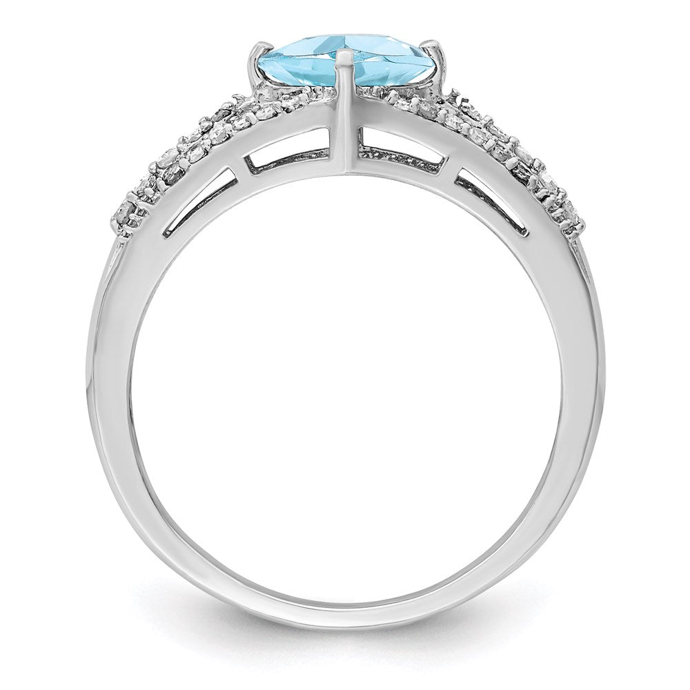 Rhodium Diamond & Sky Blue Topaz Ring in Sterling Silver