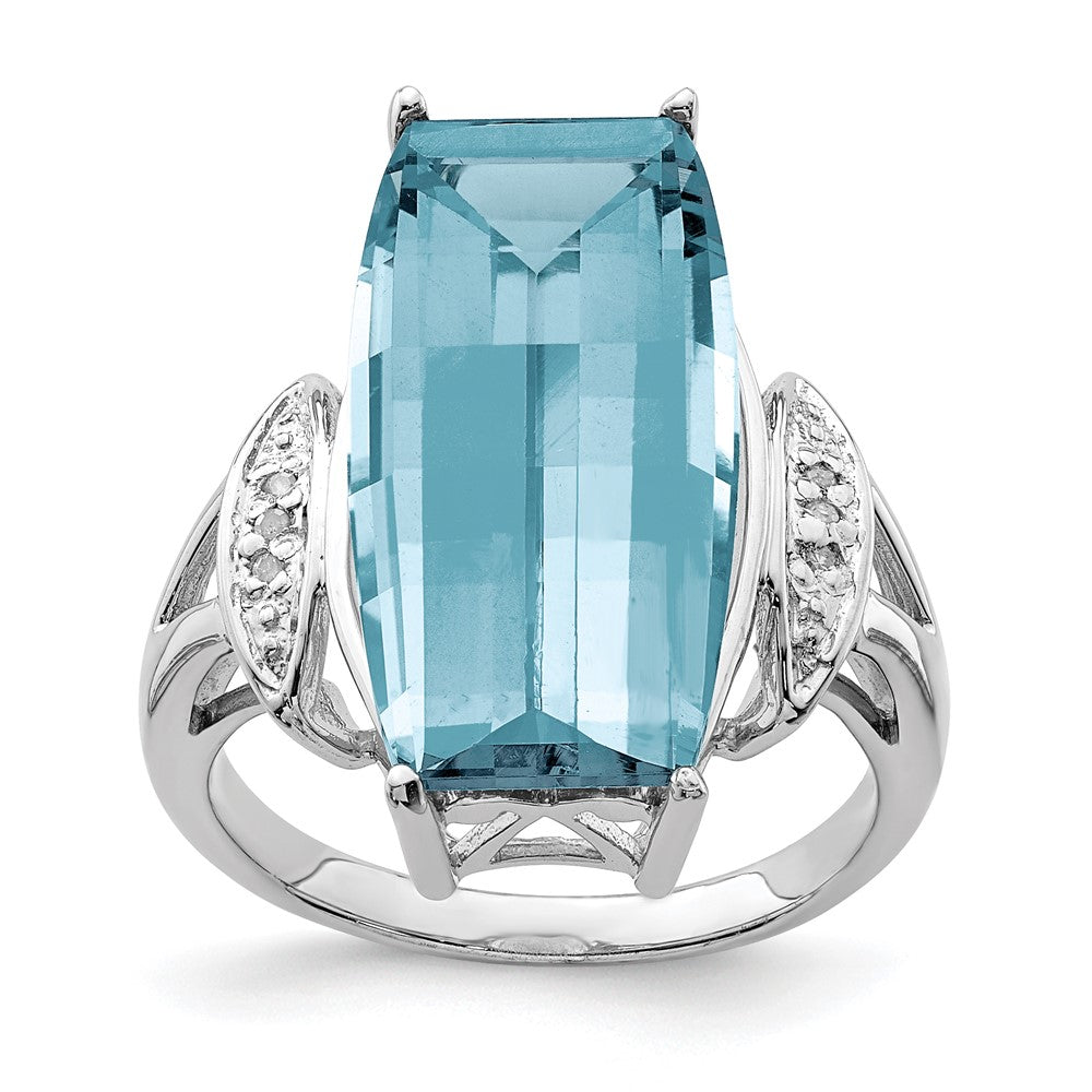 Rhodium Sky Blue Topaz & Diamond Ring in Sterling Silver