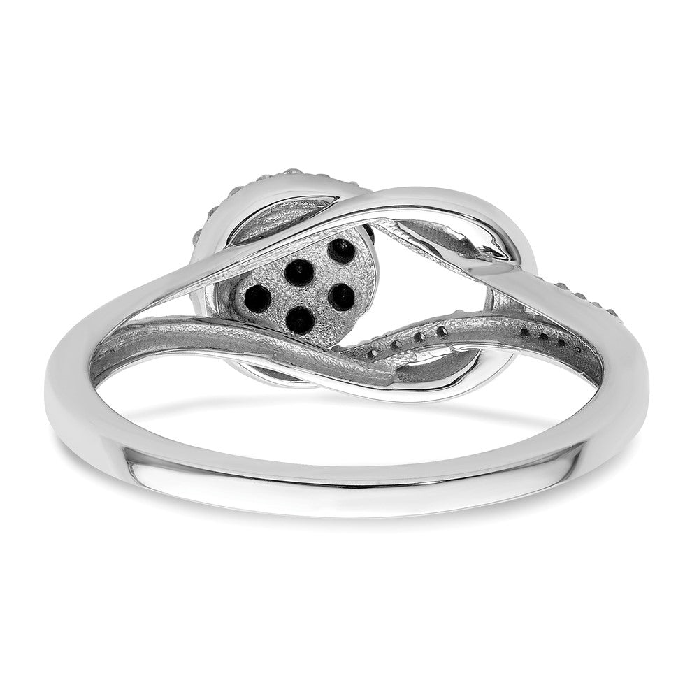 White Night Sterling Silver Rhodium-Plated Black & White Diamond Love Knot Ring