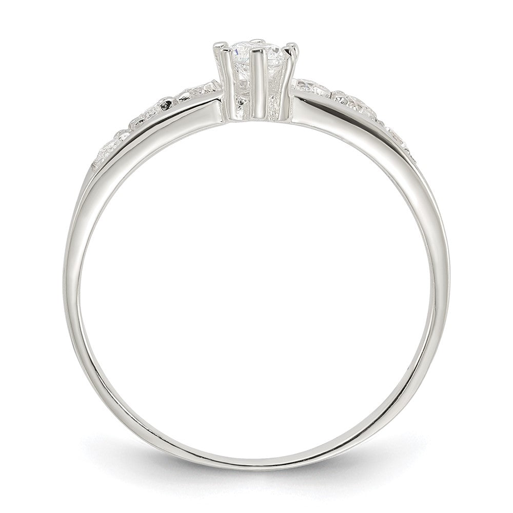 Row & Solitaire CZ Ring in Sterling Silver