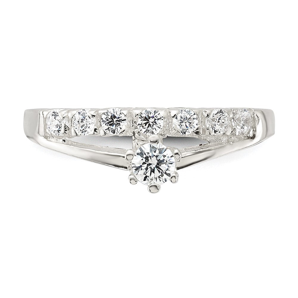 Row & Solitaire CZ Ring in Sterling Silver