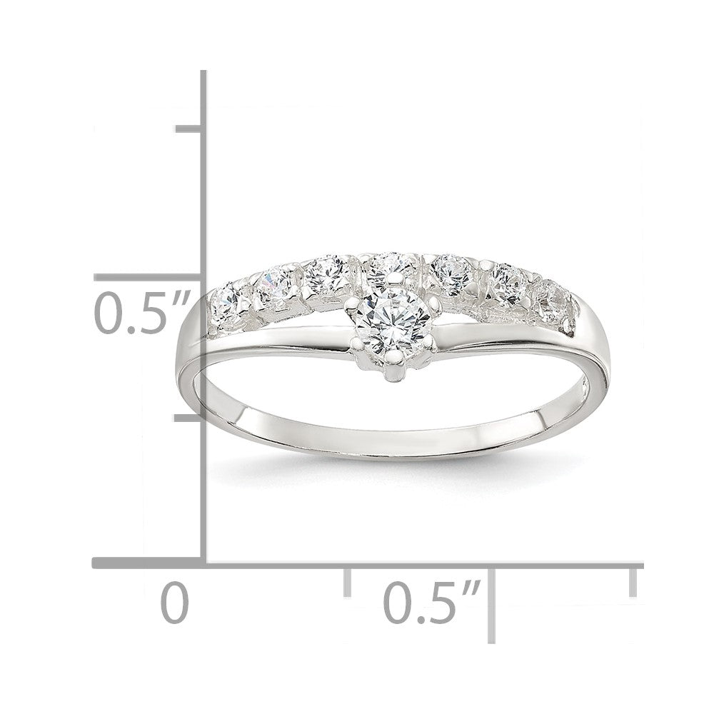 Row & Solitaire CZ Ring in Sterling Silver