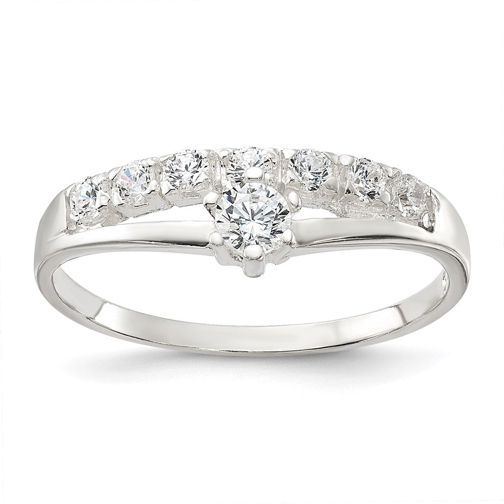 Row & Solitaire CZ Ring in Sterling Silver