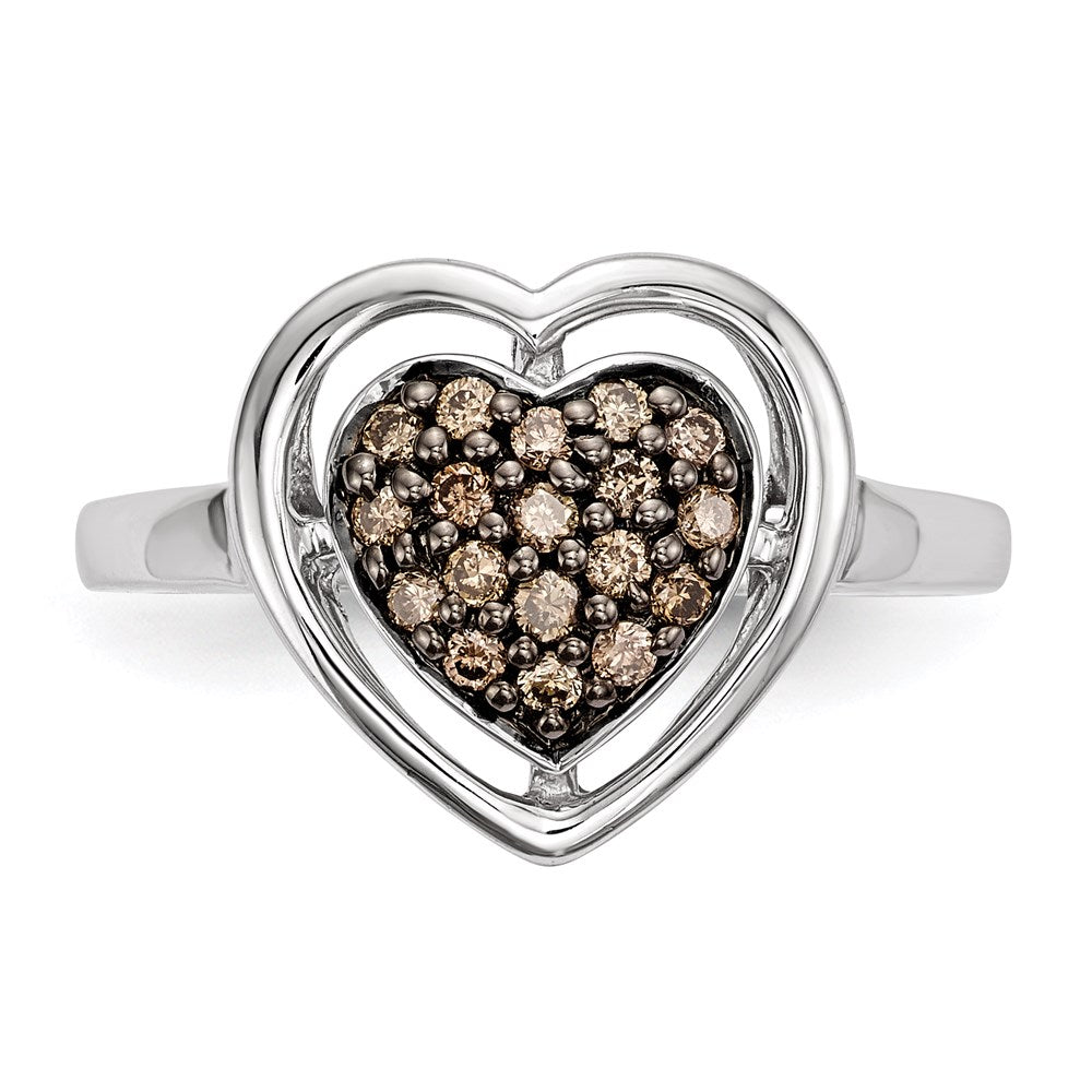 Champagne Diamond Heart Ring in Sterling Silver