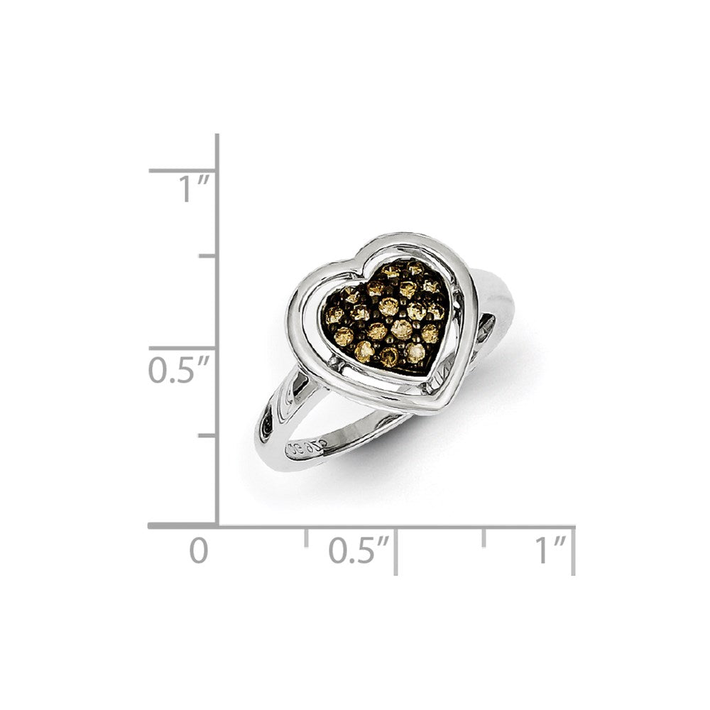 Champagne Diamond Heart Ring in Sterling Silver