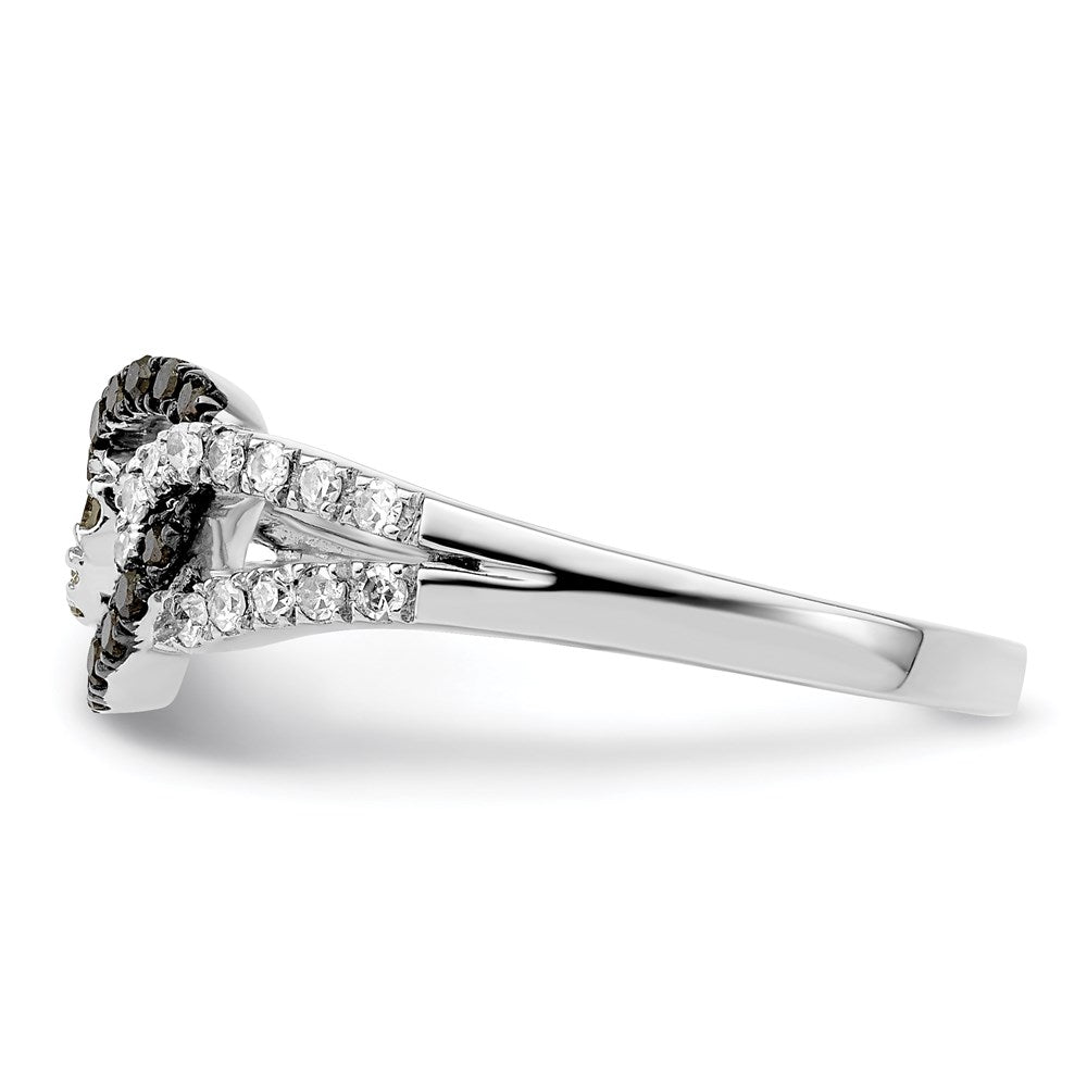 White Night Sterling Silver Rhodium-Plated Black & White Diamond Ring