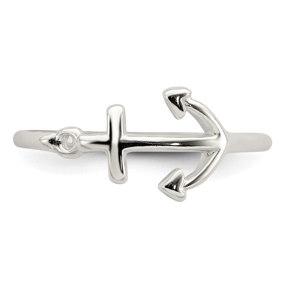 Polished Anchor Ring in Sterling Silver