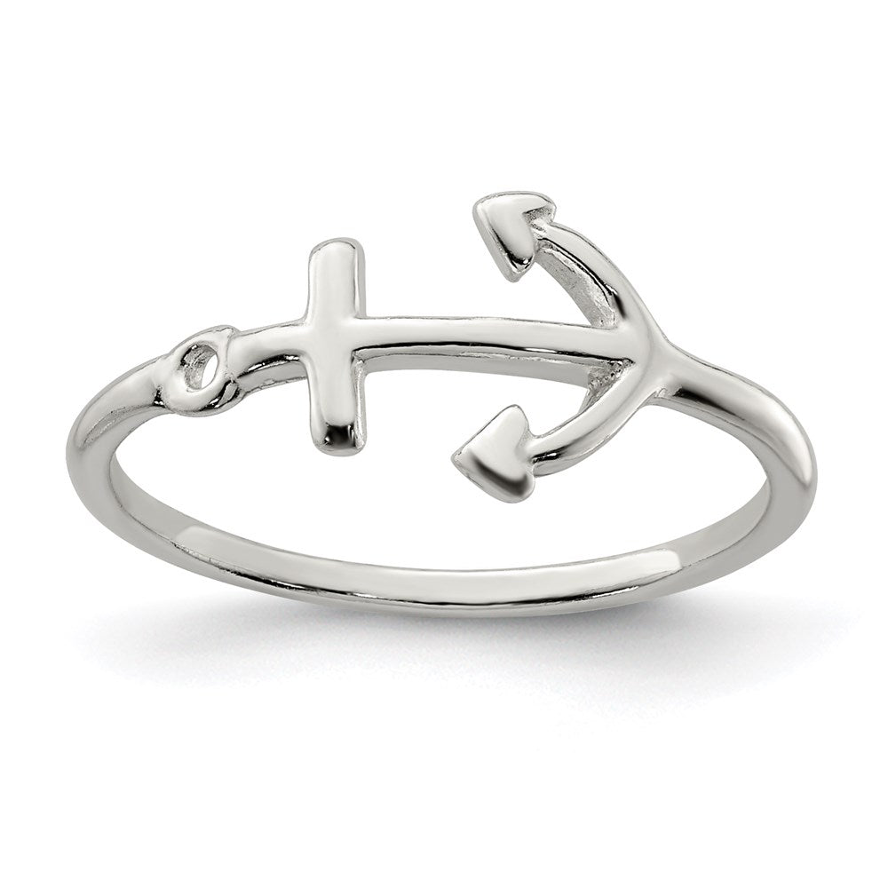 Polished Anchor Ring in Sterling Silver