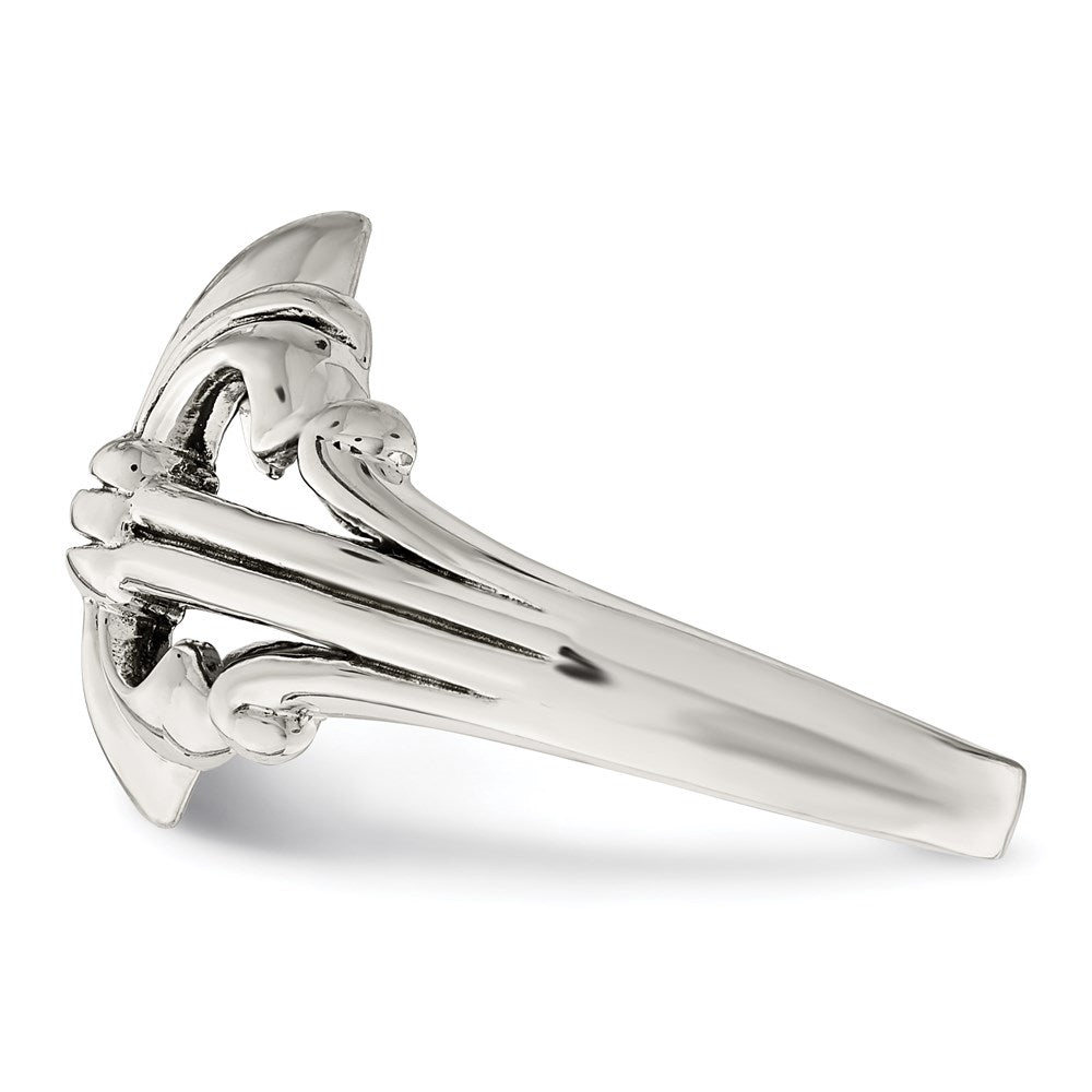 Polished Fleur de Lis Ring in Sterling Silver