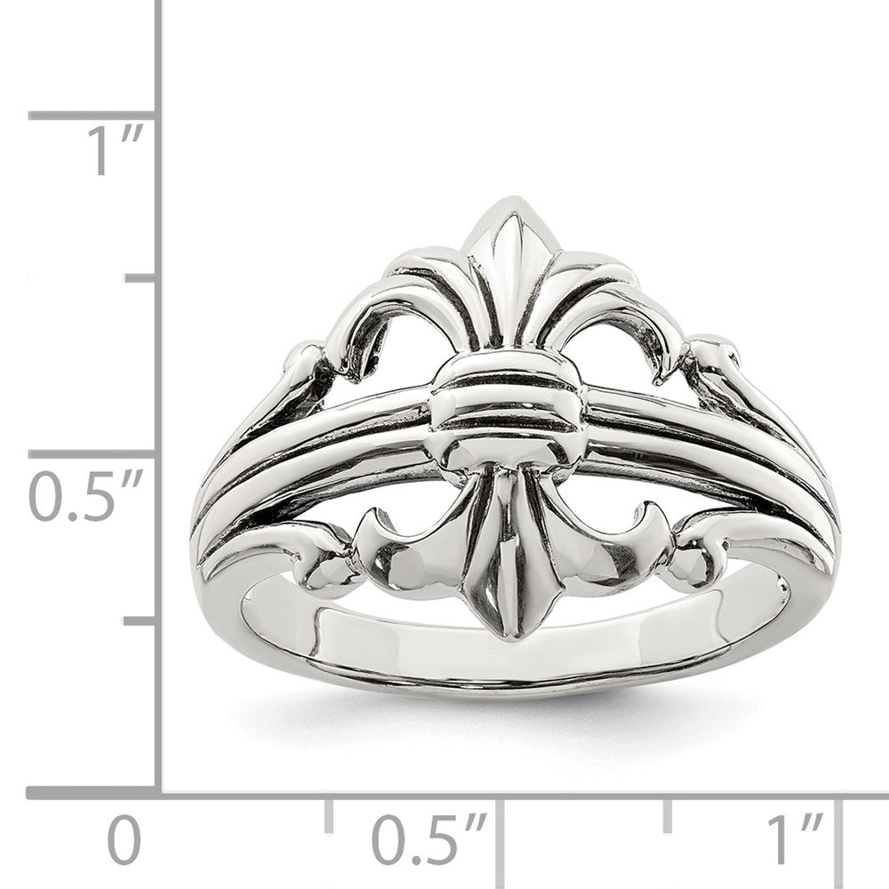 Polished Fleur de Lis Ring in Sterling Silver
