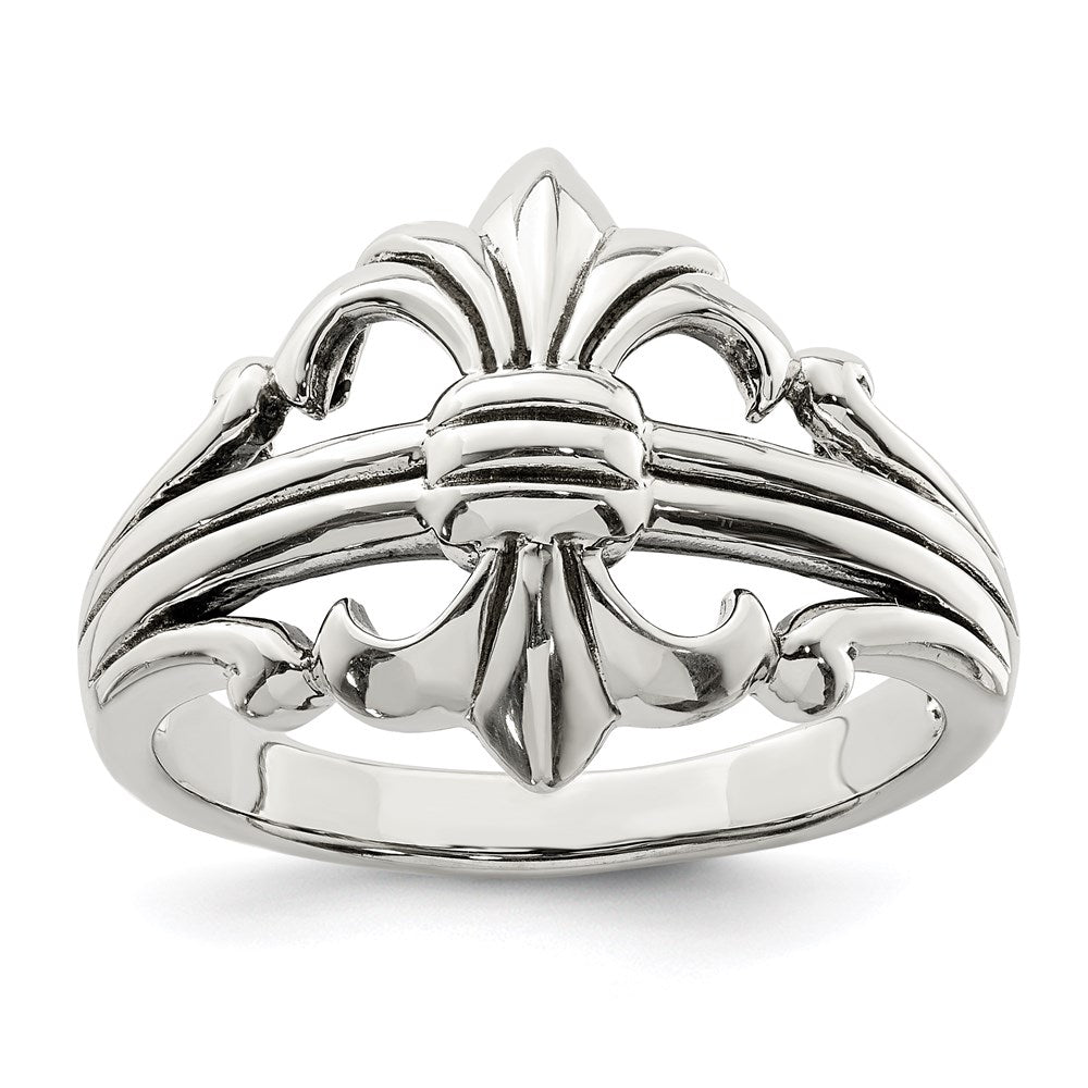 Polished Fleur de Lis Ring in Sterling Silver
