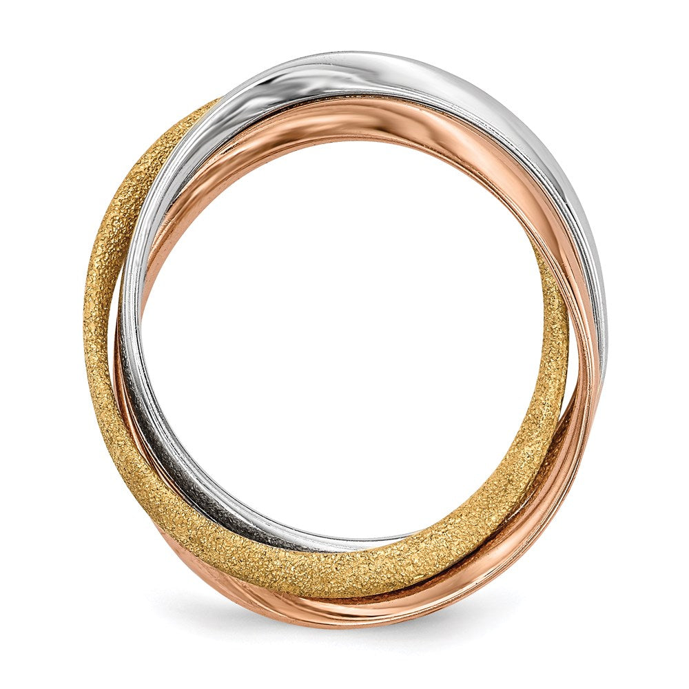 Rhodium Gold & Rose Gold-Plated Intertwined Ring in Sterling Silver