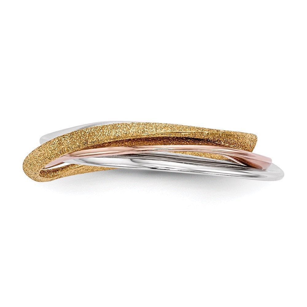 Rhodium Gold & Rose Gold-Plated Intertwined Ring in Sterling Silver