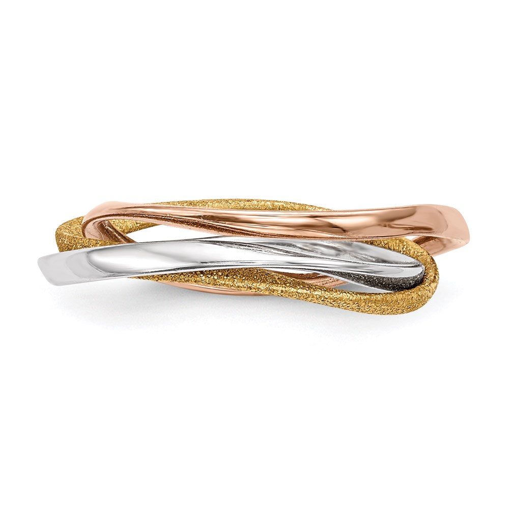 Rhodium Gold & Rose Gold-Plated Intertwined Ring in Sterling Silver