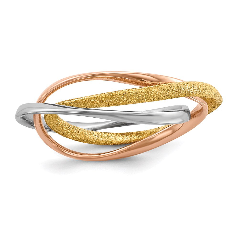 Rhodium Gold & Rose Gold-Plated Intertwined Ring in Sterling Silver