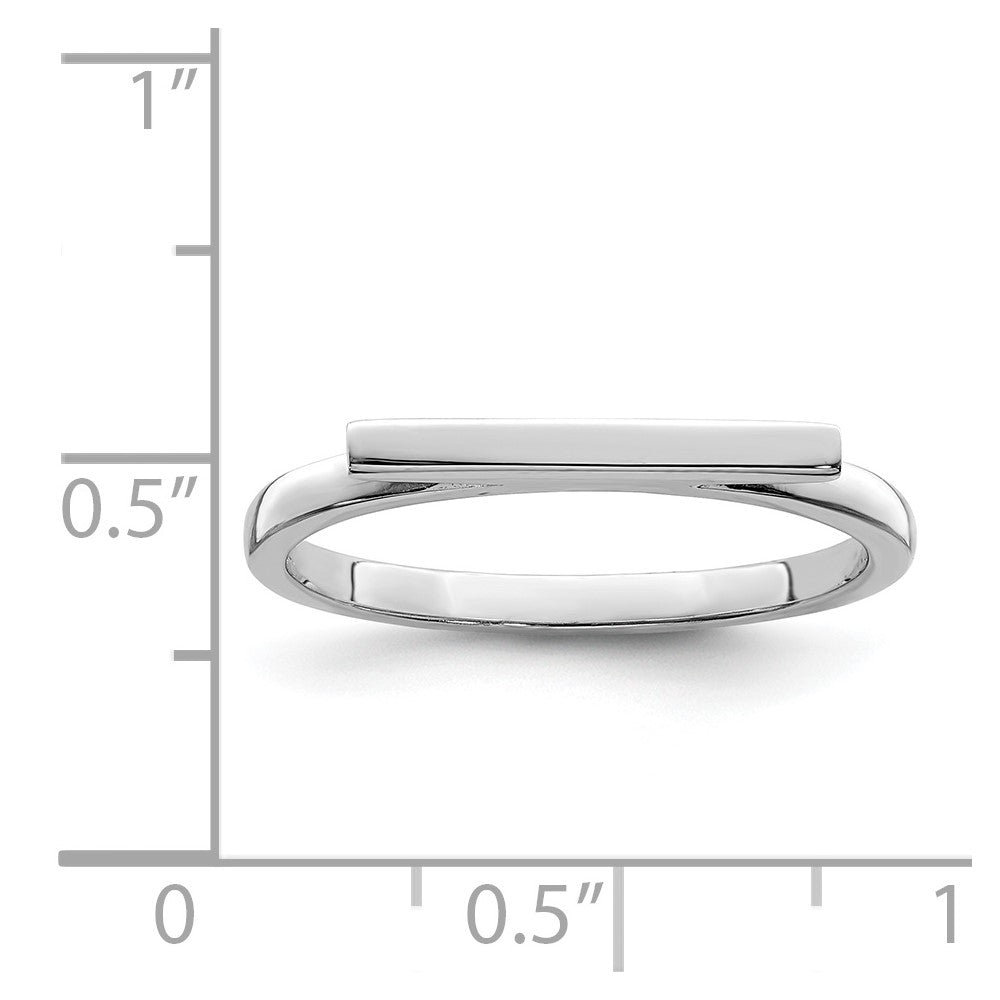 Rhodium-Plated Polished Bar Ring in Sterling Silver
