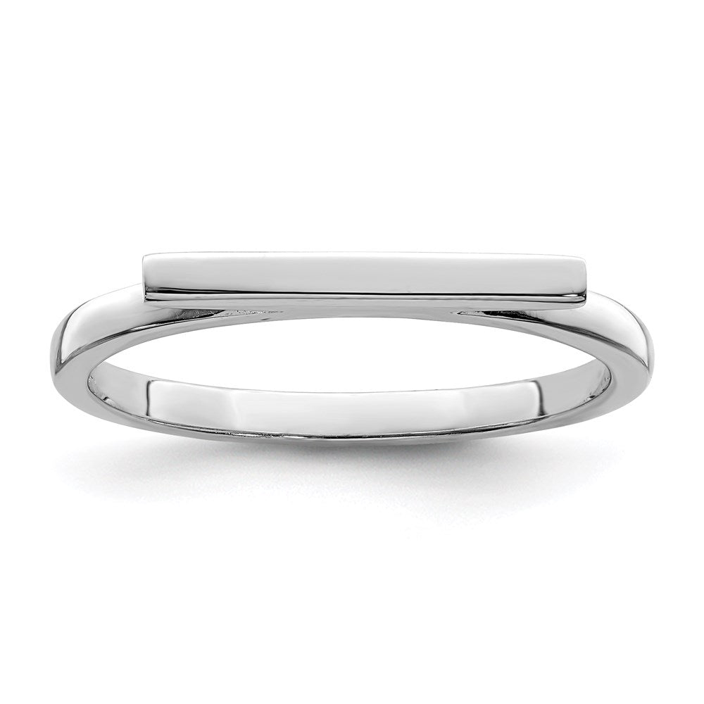 Rhodium-Plated Polished Bar Ring in Sterling Silver